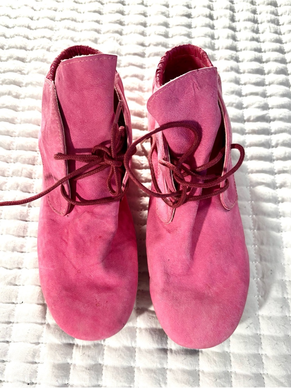 Pink Suede Lace-Up Women's Ankle Boots